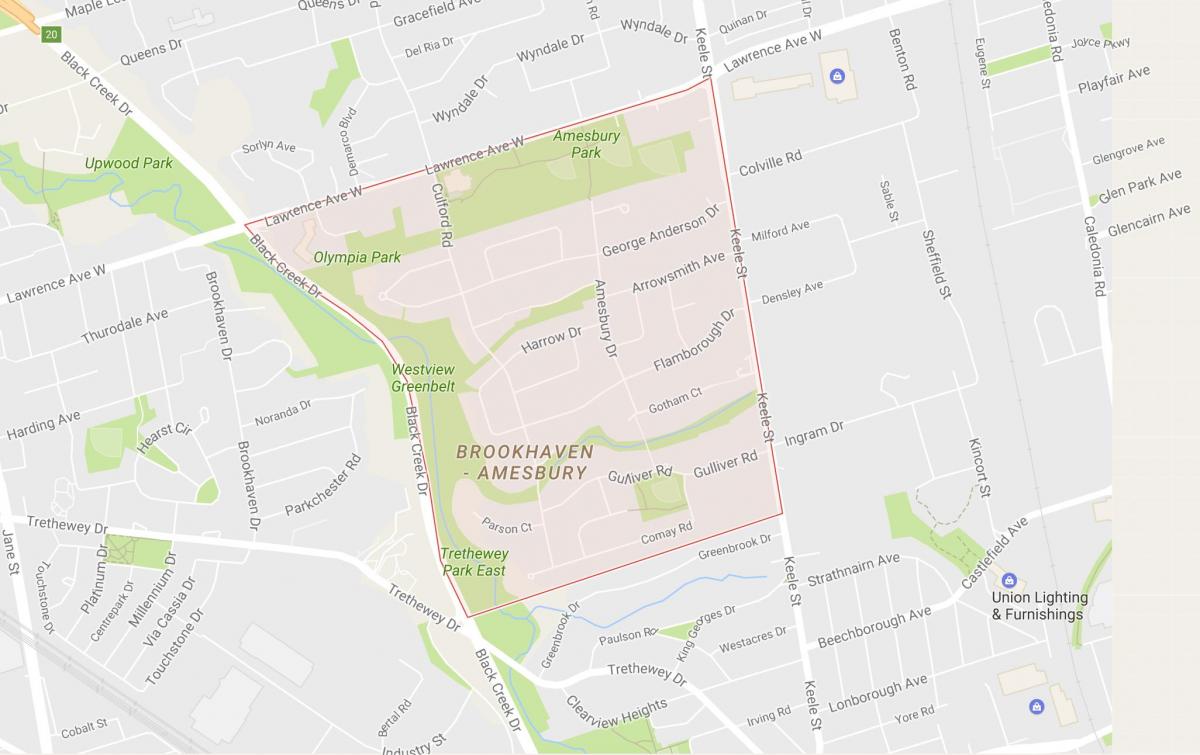 Mapa Amesbury susjedstvu Torontu