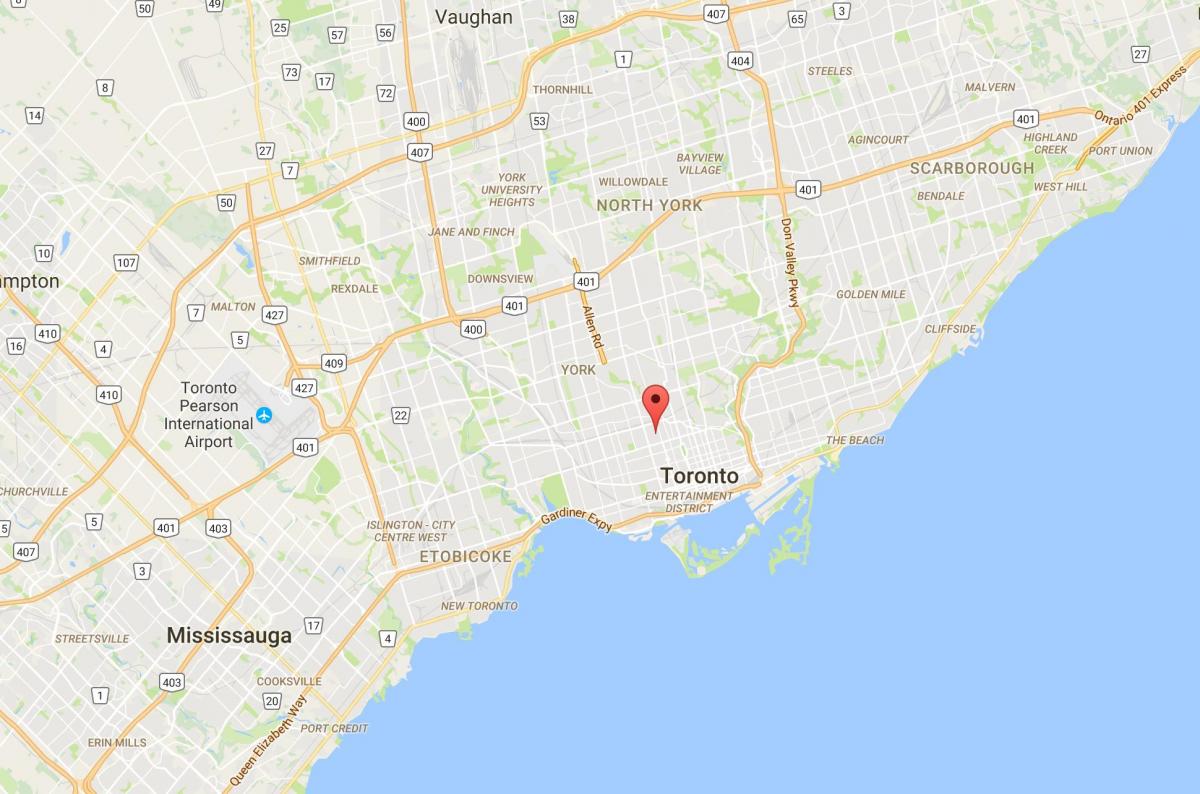 Mapa Aneks distriktu Torontu