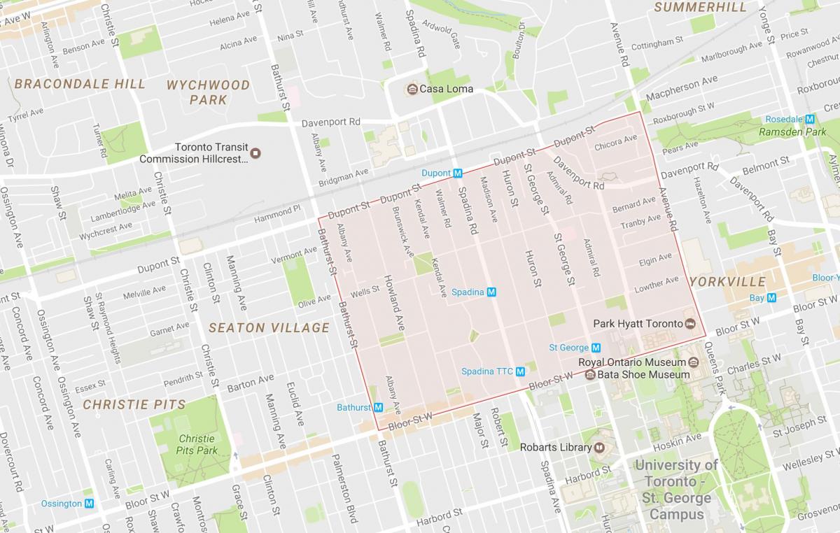 Mapa Aneks susjedstvu Torontu