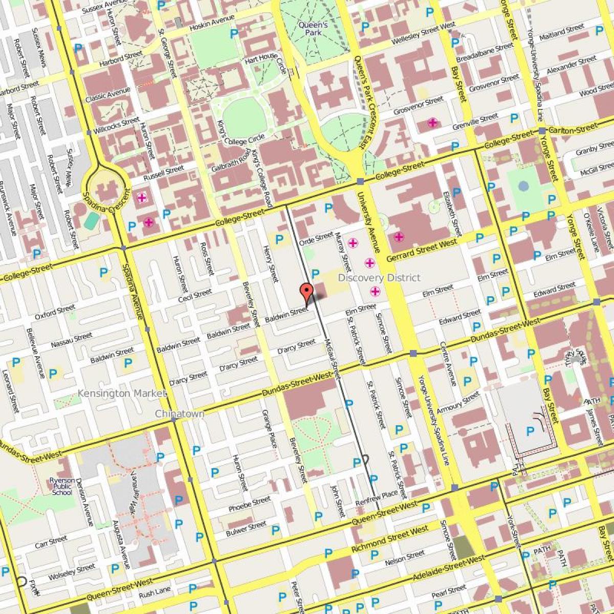 Mapa Baldwin Selo Torontu
