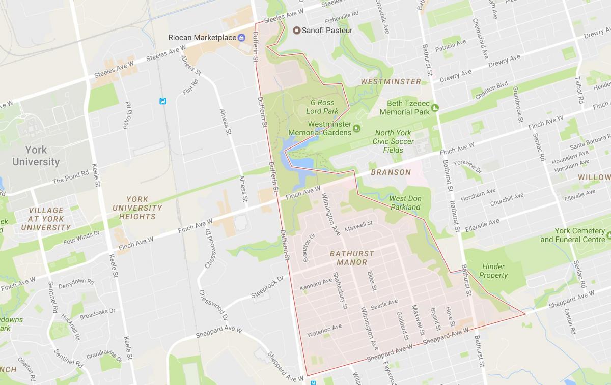 Mapa Bathurst Imanja susjedstvu Torontu