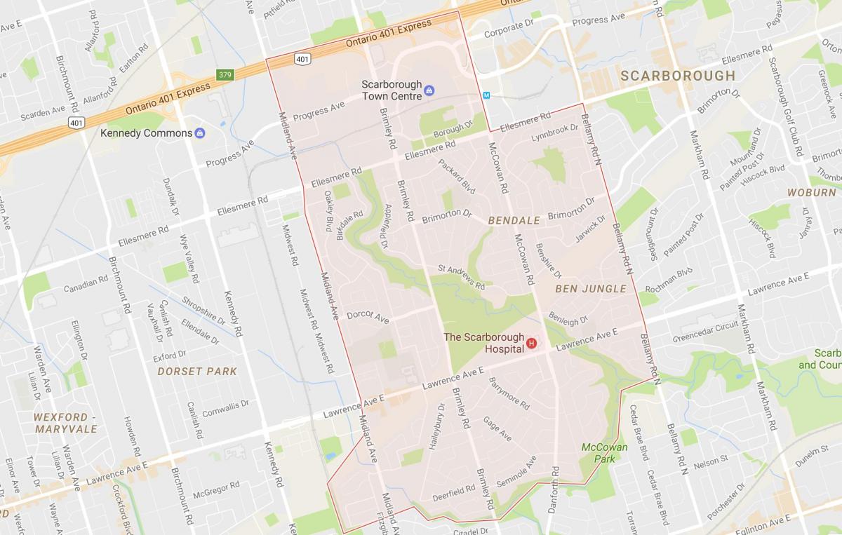 Mapa Bendale susjedstvu Torontu