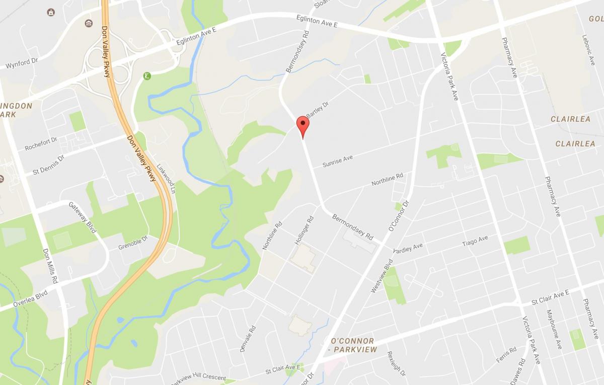 Mapa Bermondseya susjedstvu Torontu