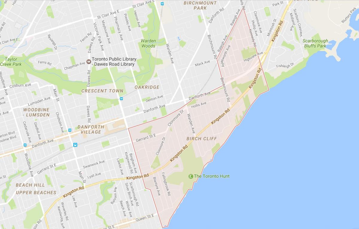 Mapa Birch Litice susjedstvu Torontu