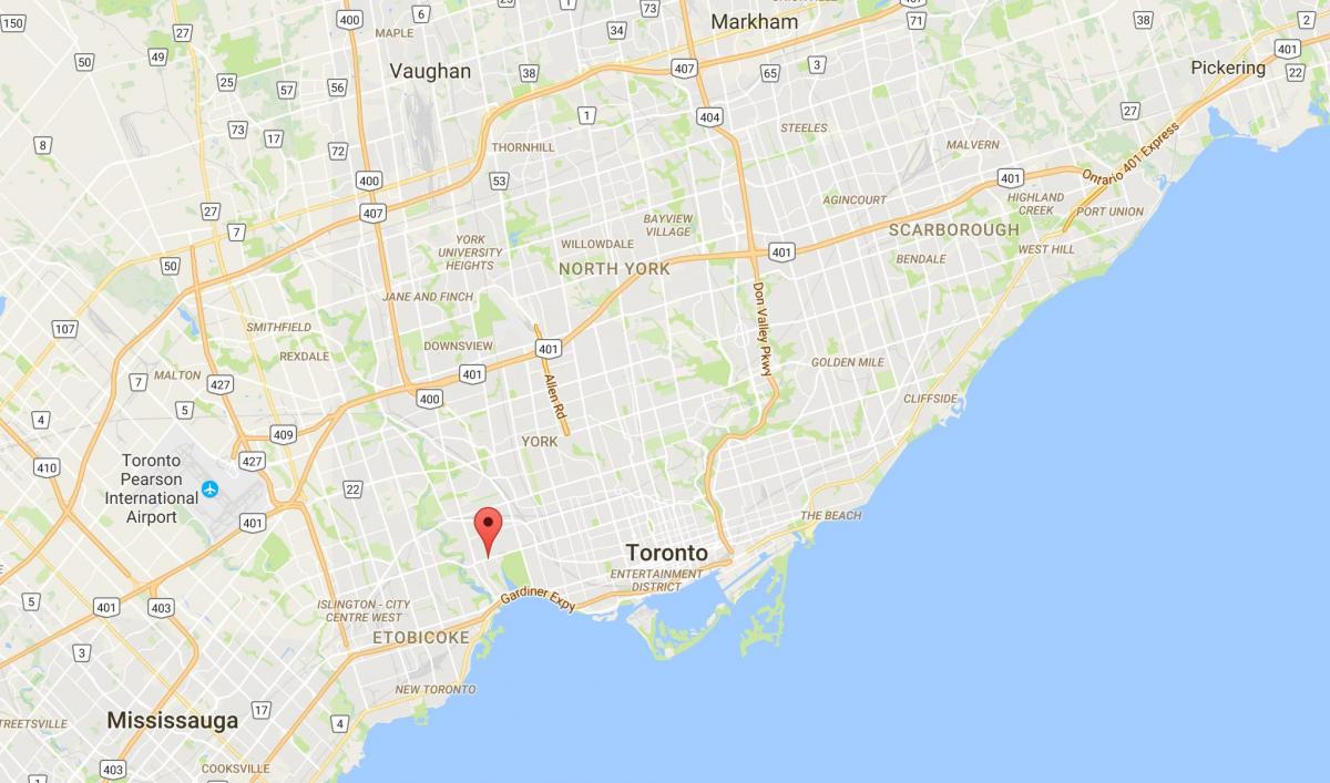 Mapa na Bloor West Village-u distriktu Torontu
