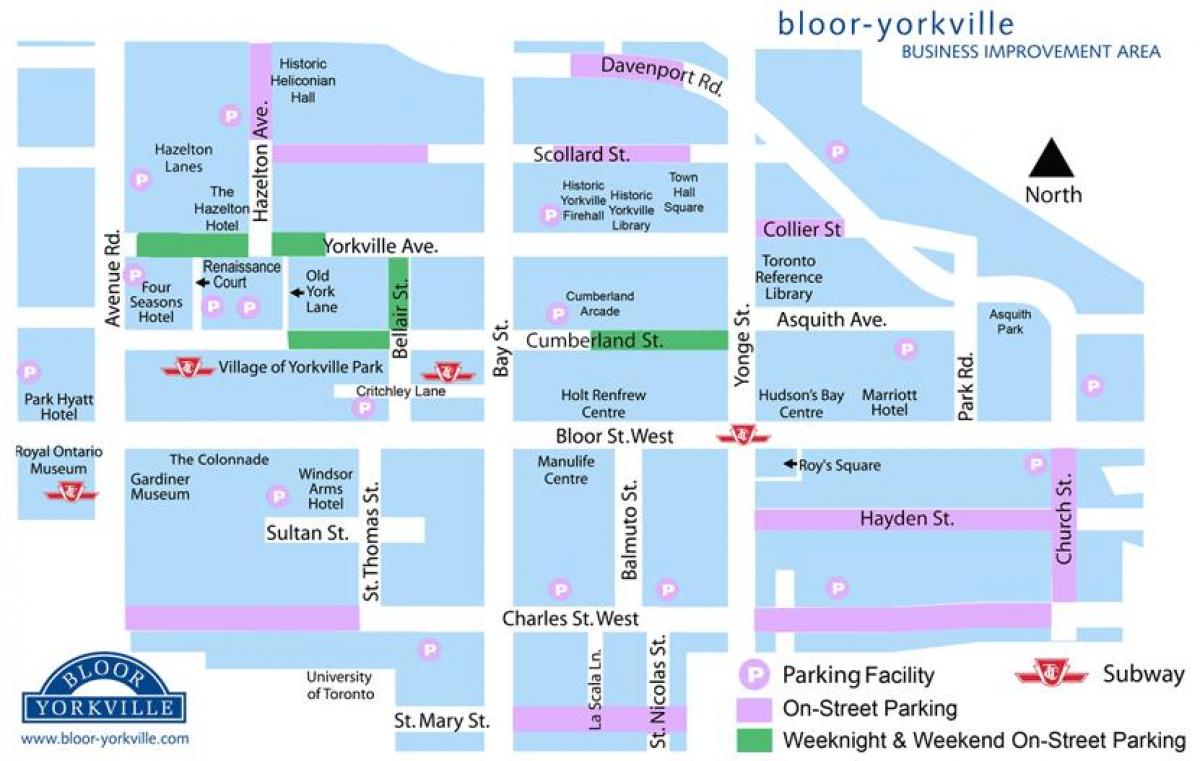 Mapa na Bloor Yorkville parking