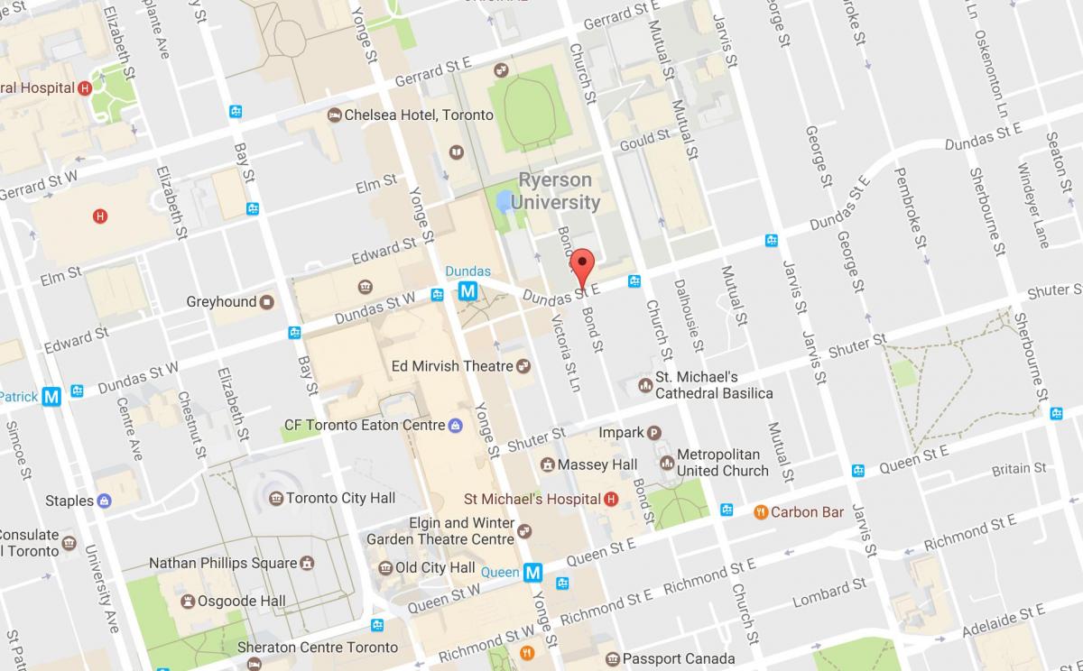 Mapa Bond ulici Torontu