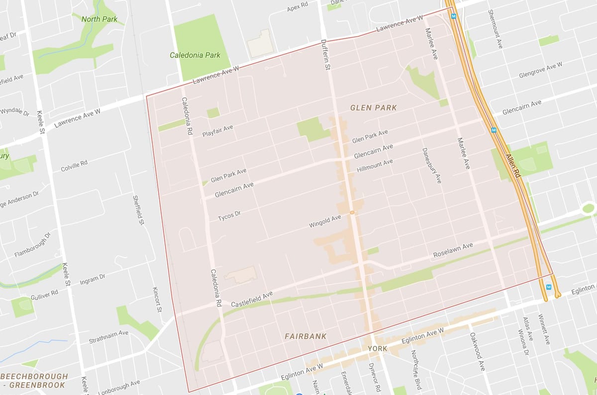Mapa je iz Briar Hill–Belgravia susjedstvu Torontu