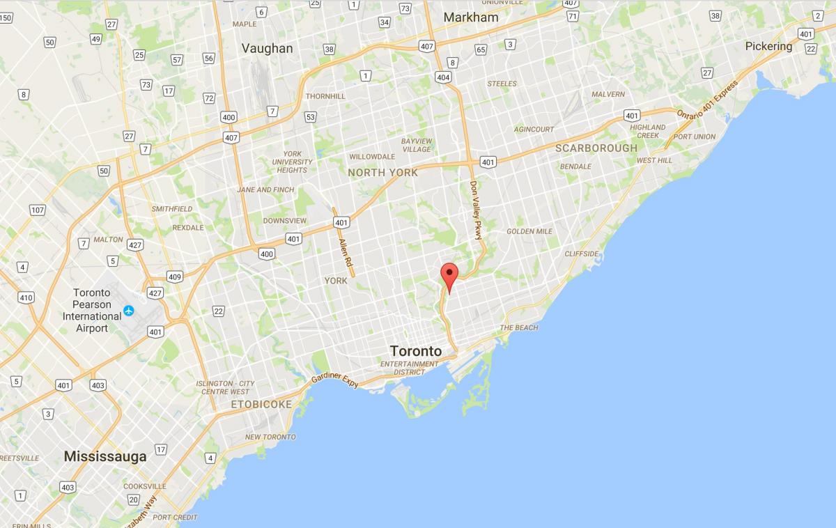 Mapa Broadview Sjeverni distrikt Torontu