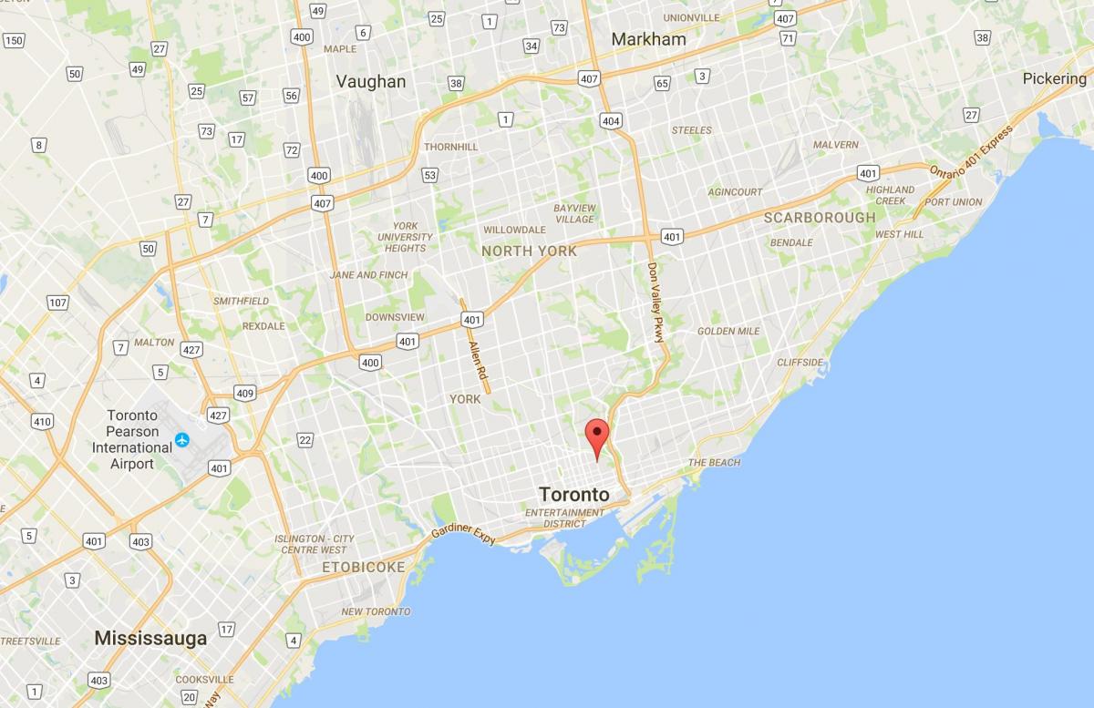 Mapa Cabbagetown distriktu Torontu