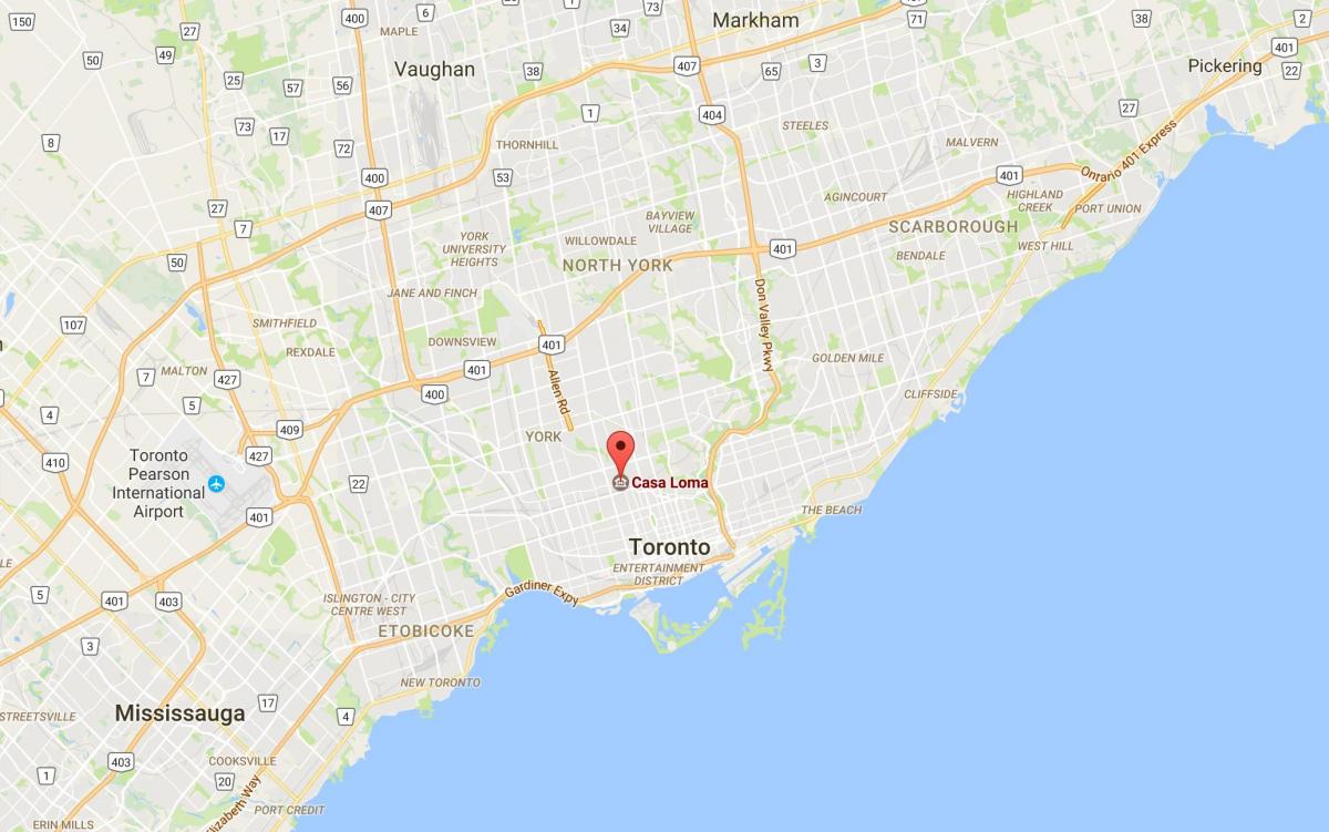 Mapa Casa Loma distriktu Torontu