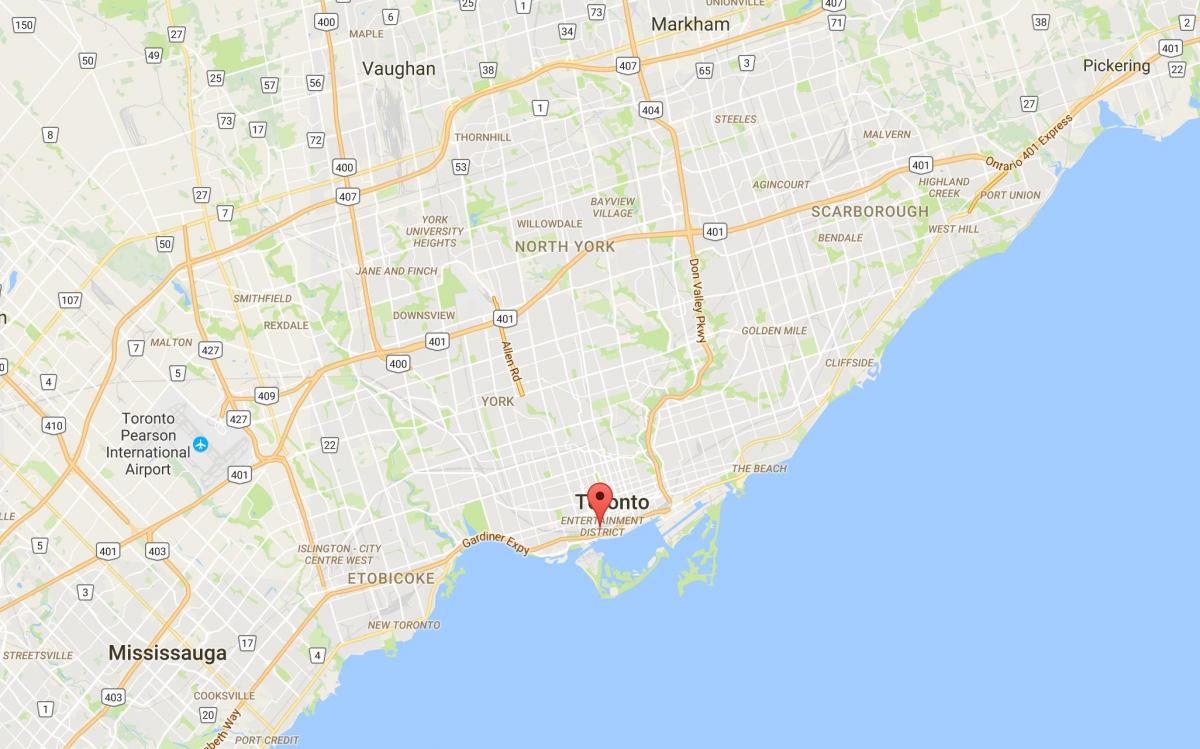 Mapa CityPlace distriktu Torontu