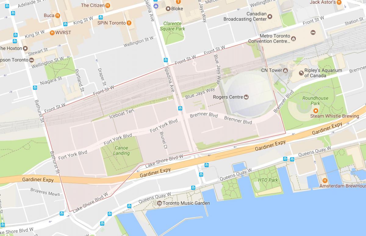 Mapa CityPlace susjedstvu Torontu