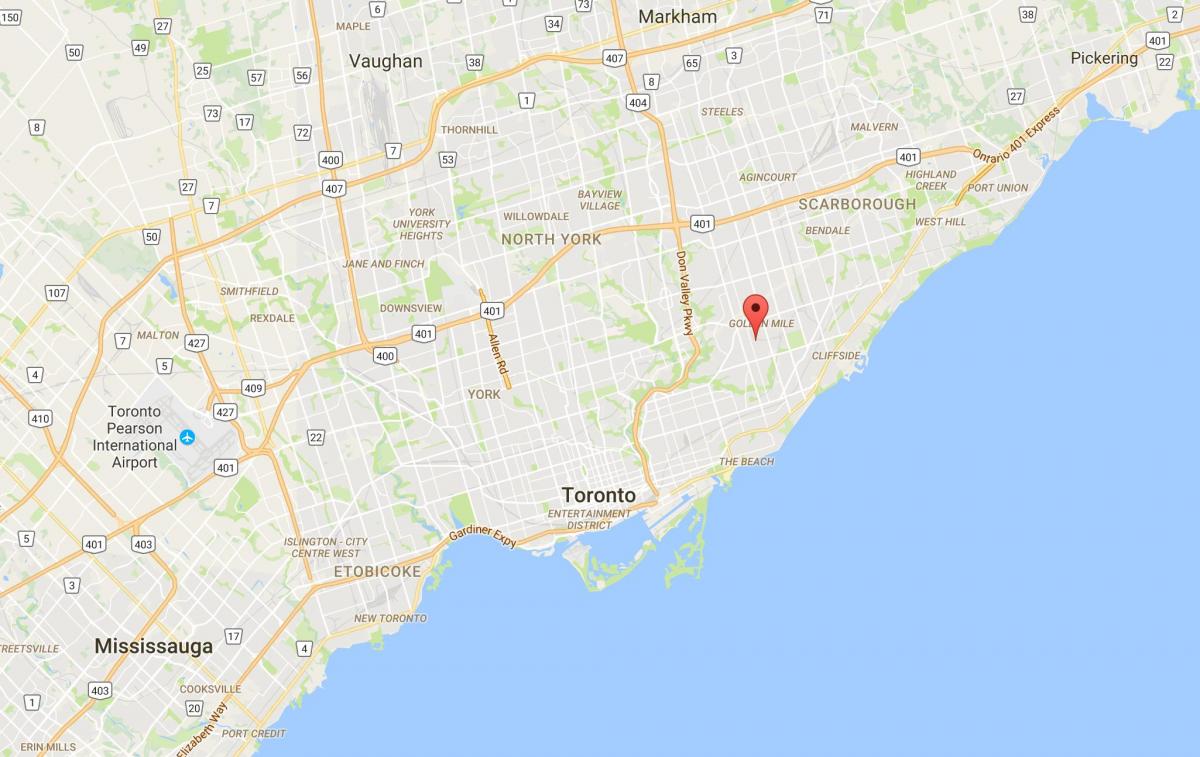 Mapa Clairlea distriktu Torontu