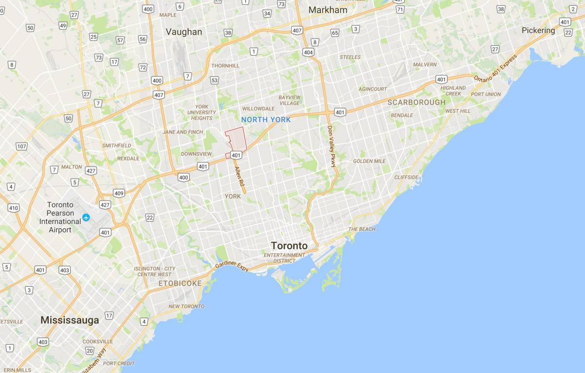 Mapa Clantone Park okrugu Torontu