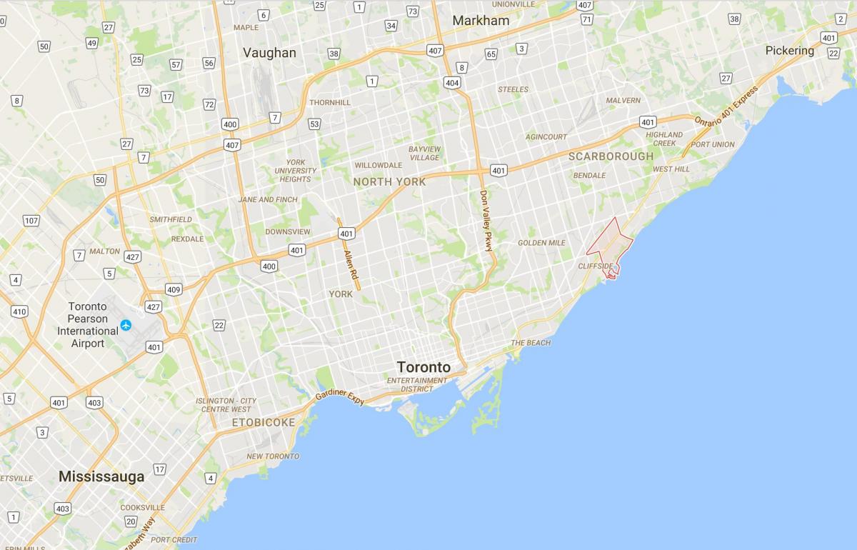 Mapa Cliffcrest distriktu Torontu