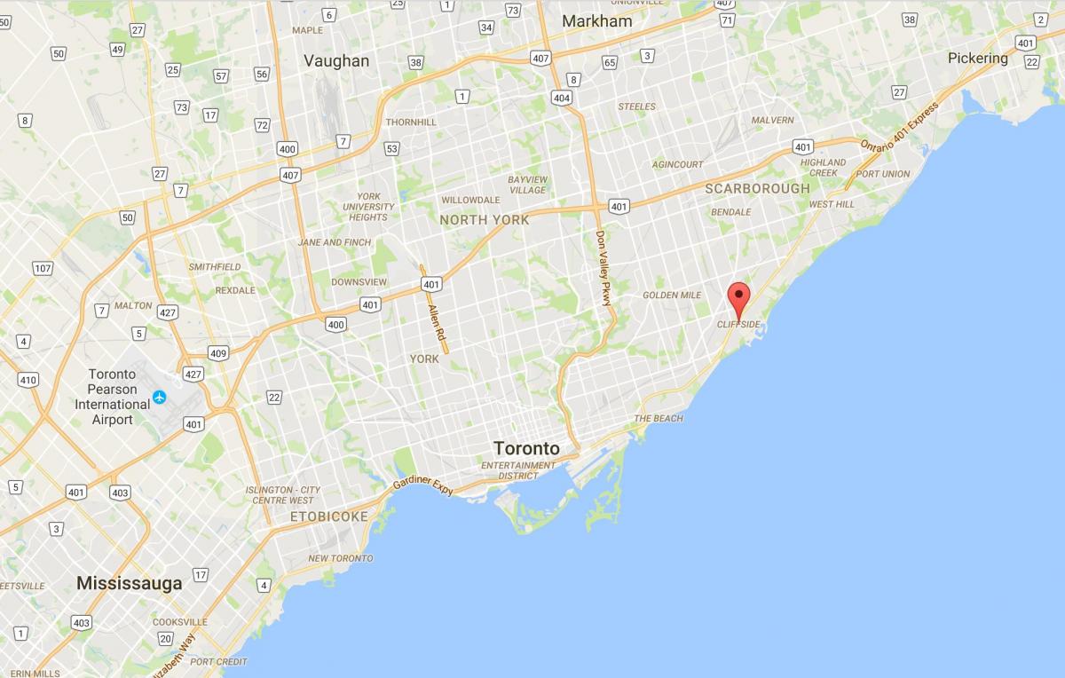 Mapa Cliffside distriktu Torontu