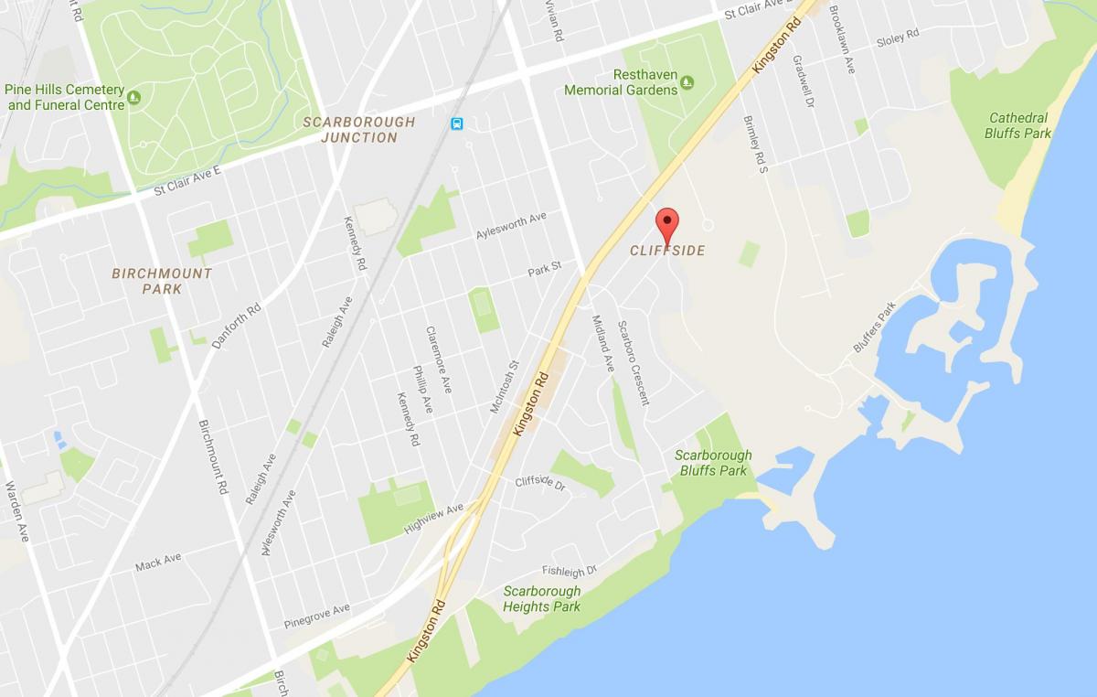 Mapa Cliffside susjedstvu Torontu