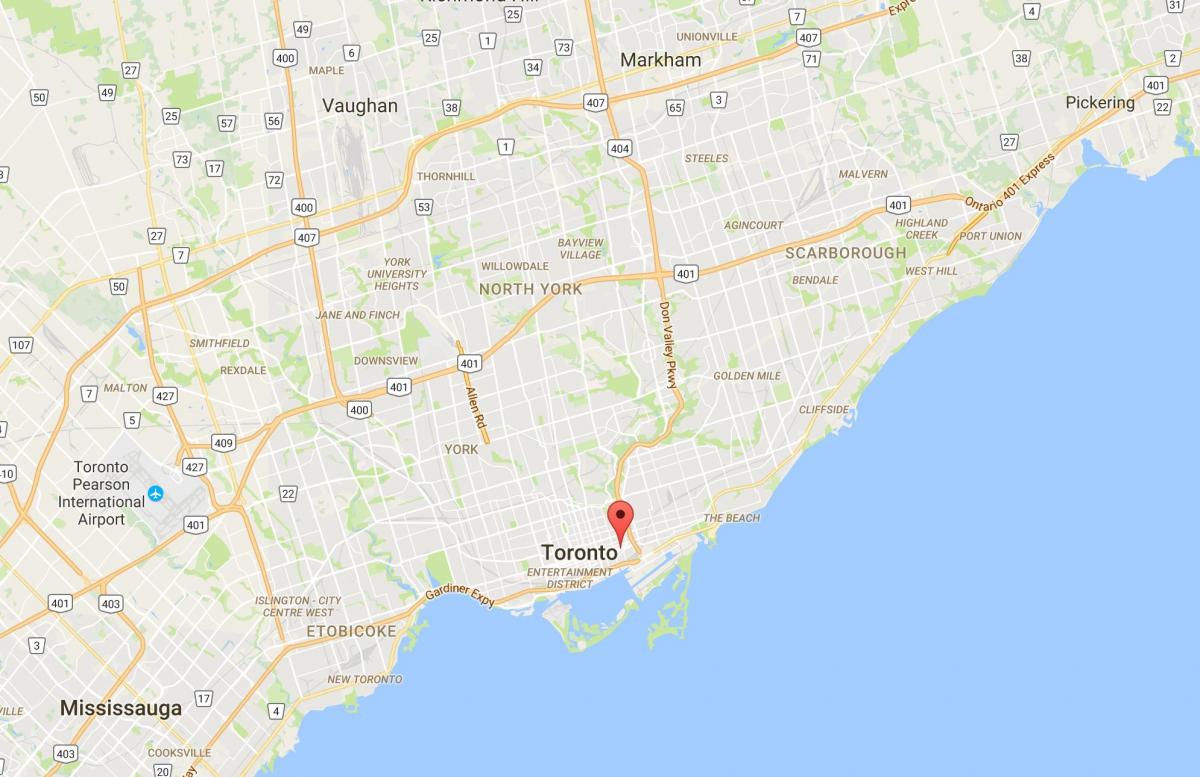 Mapa Corktown distriktu Torontu