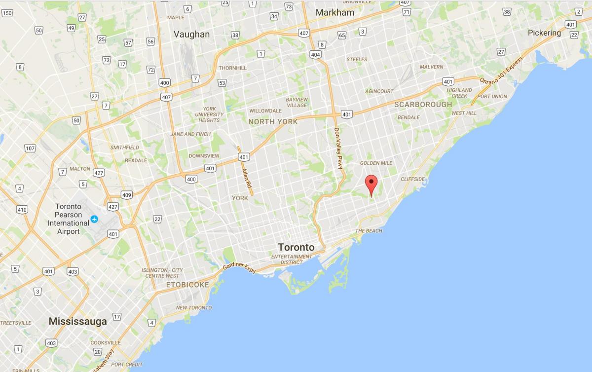 Mapa Crescent Gradu distriktu Torontu
