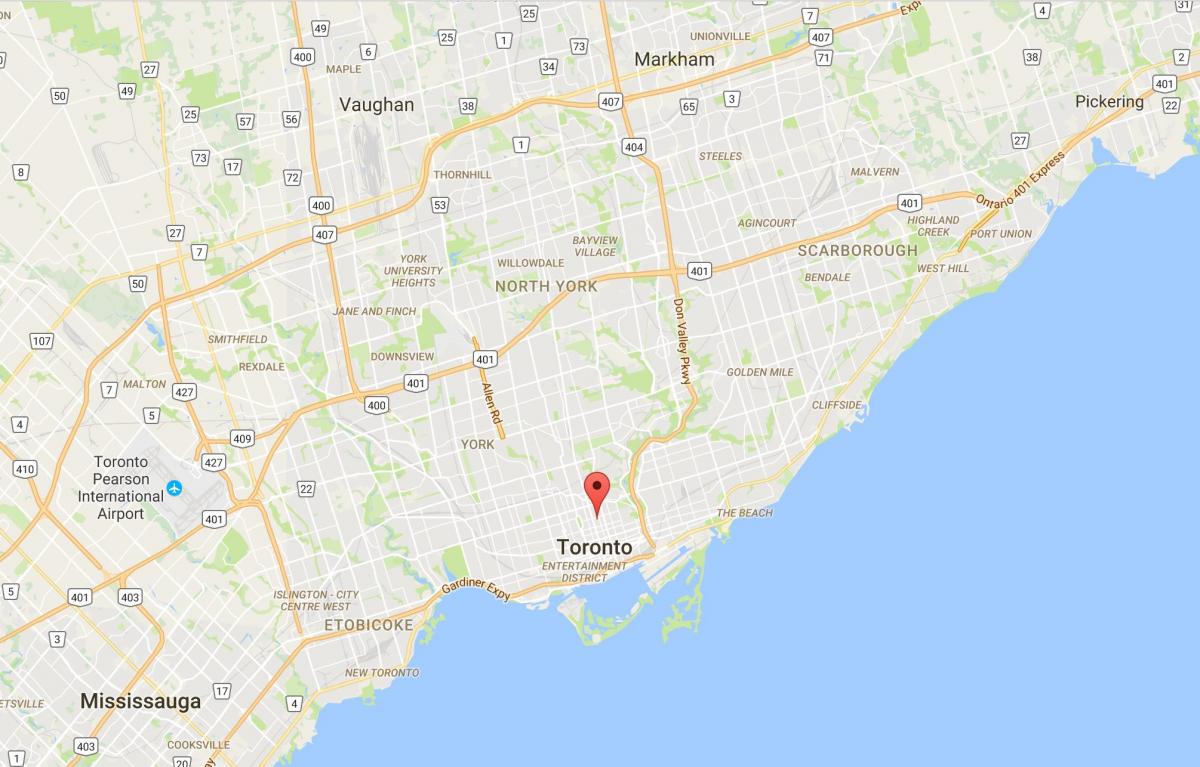 Mapa Crkvu i Wellesley distriktu Torontu