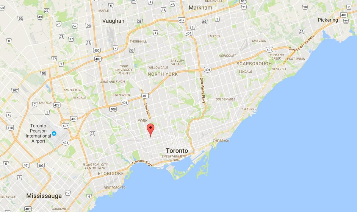 Mapa Davenport distriktu Torontu