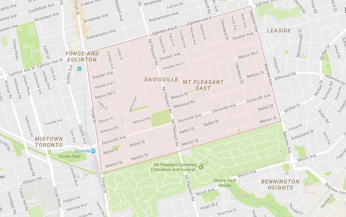 Mapa Davisville Selo susjedstvu Torontu