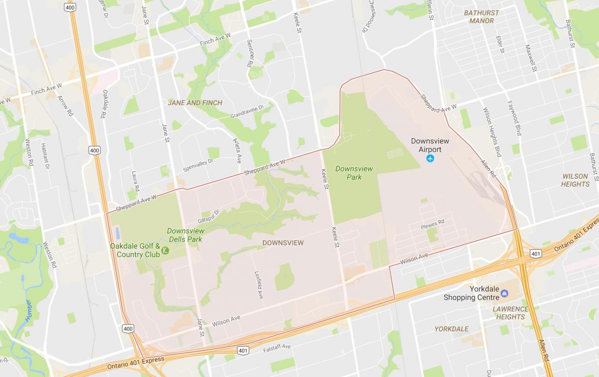 Mapa Downsview susjedstvu Torontu
