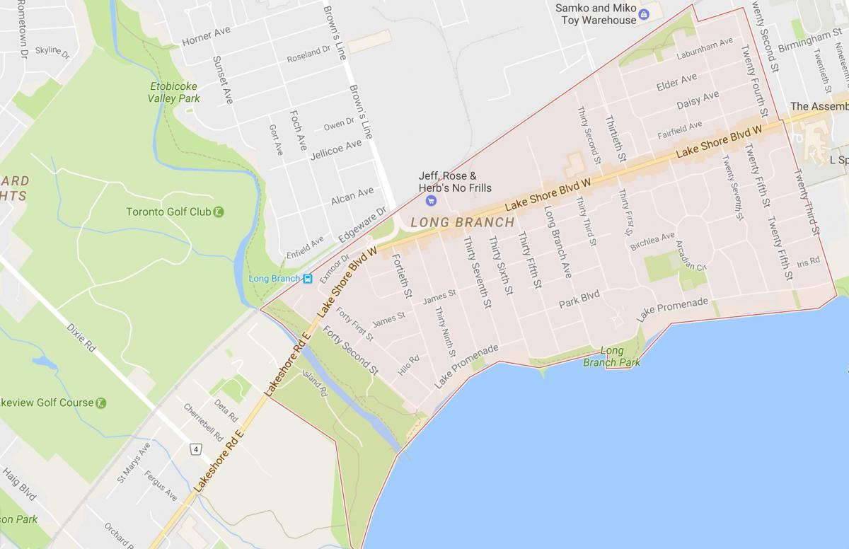 Mapa Dugo Ogranak susjedstvu Torontu