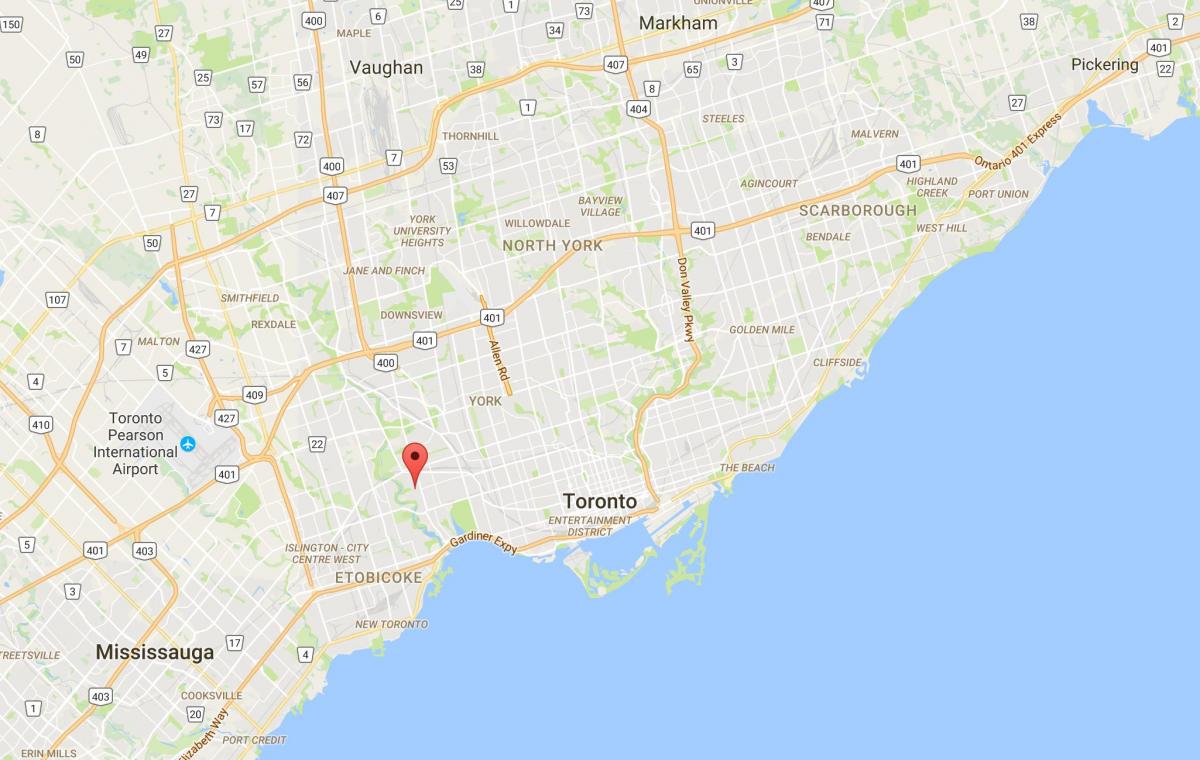 Mapa Bebu Trenutku distriktu Torontu