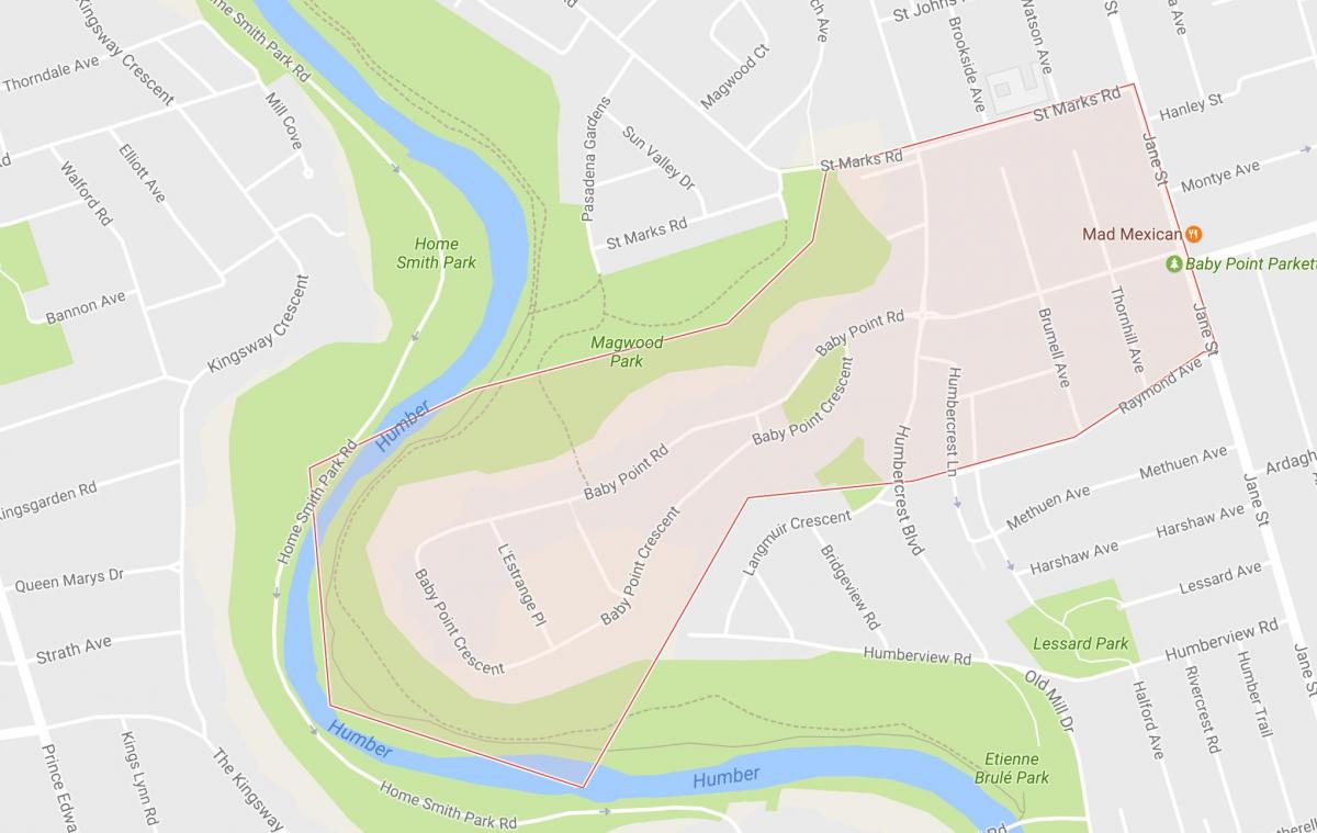 Mapa Bebu Trenutku susjedstvu Torontu