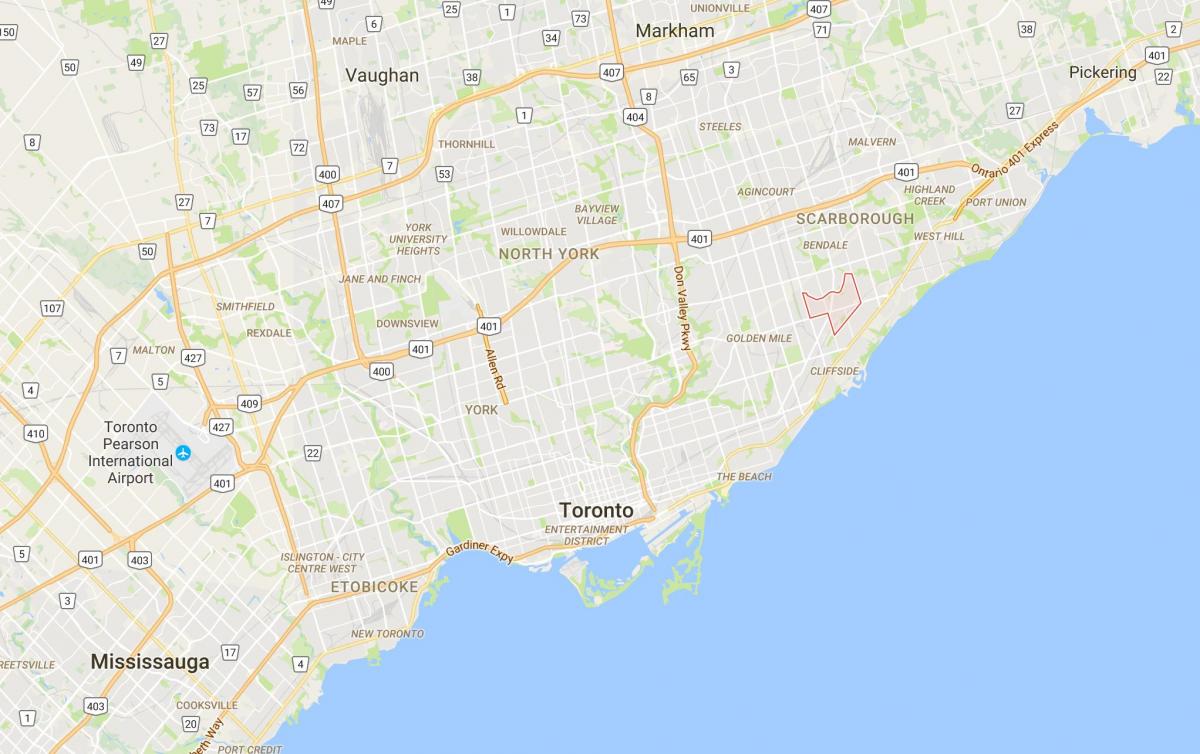 Mapa Eglinton Istoku distriktu Torontu