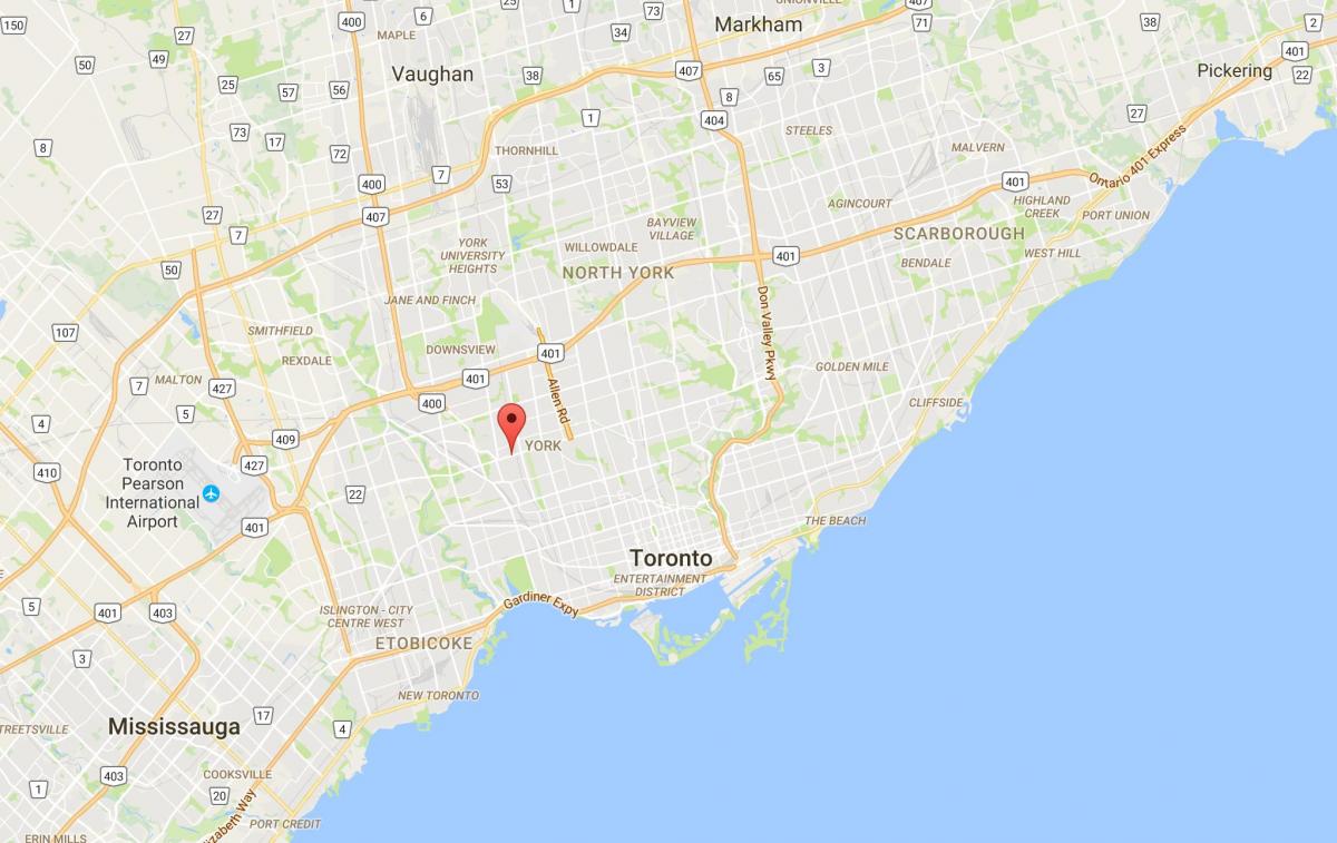 Mapa Eglinton Zapad distriktu Torontu