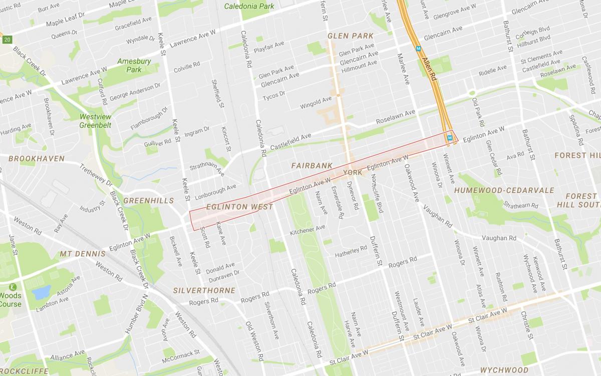 Mapa Eglinton Zapad susjedstvu Torontu