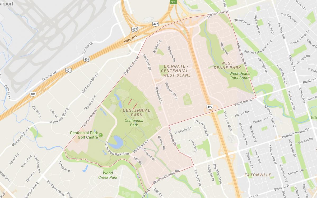 Mapa Eringate susjedstvu Torontu
