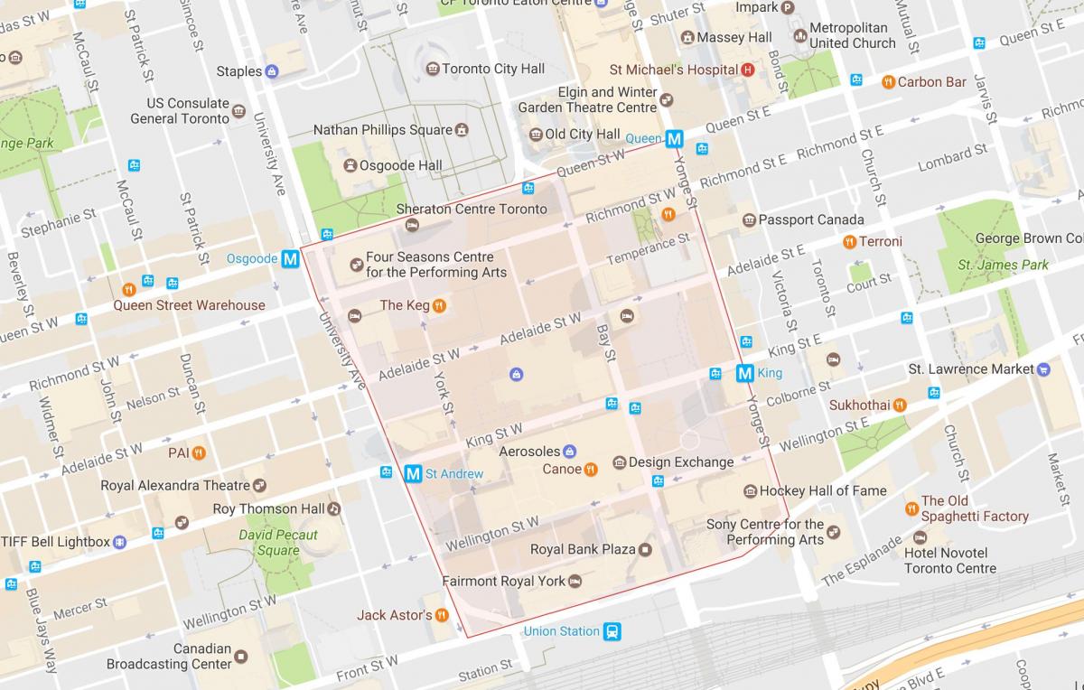 Mapa financijsko susjedstvu Torontu