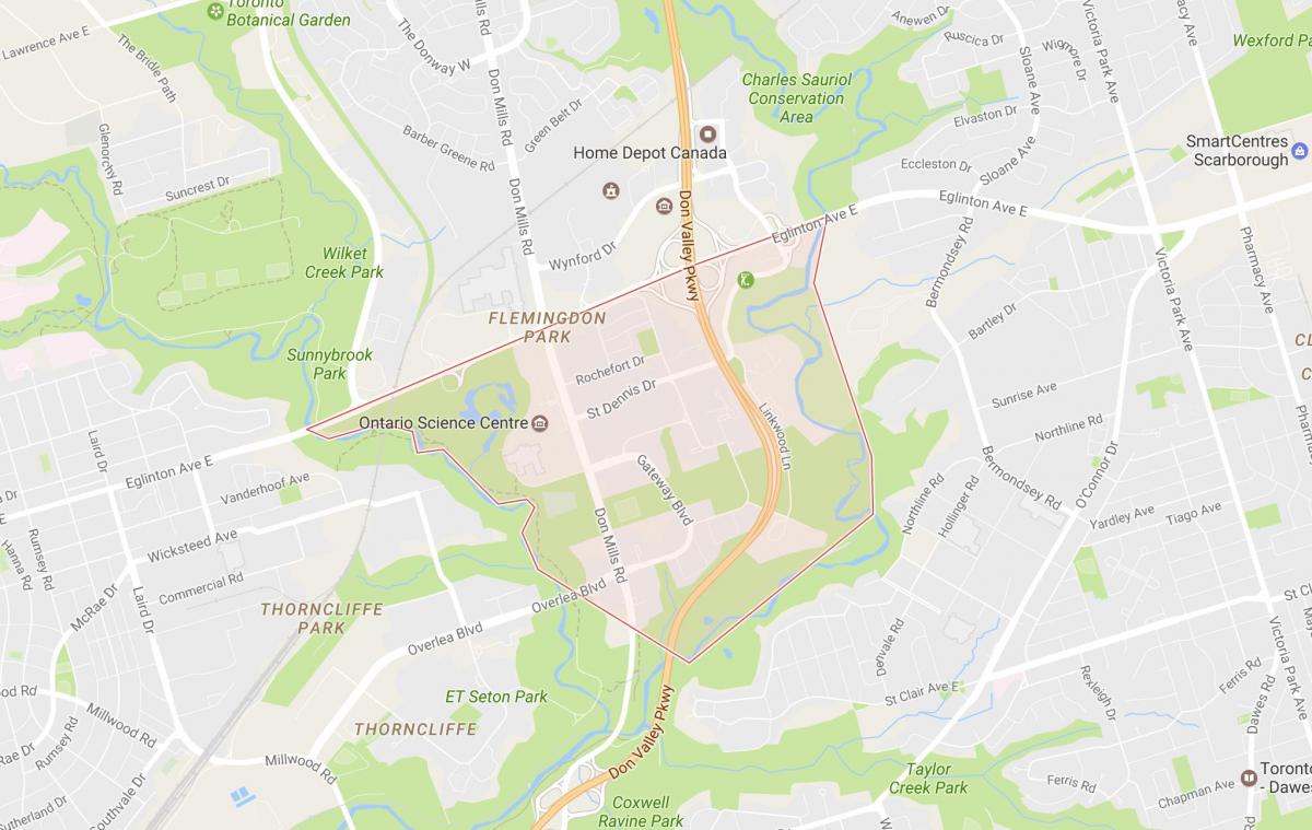 Mapa Flemingdon Park susjedstvu Torontu