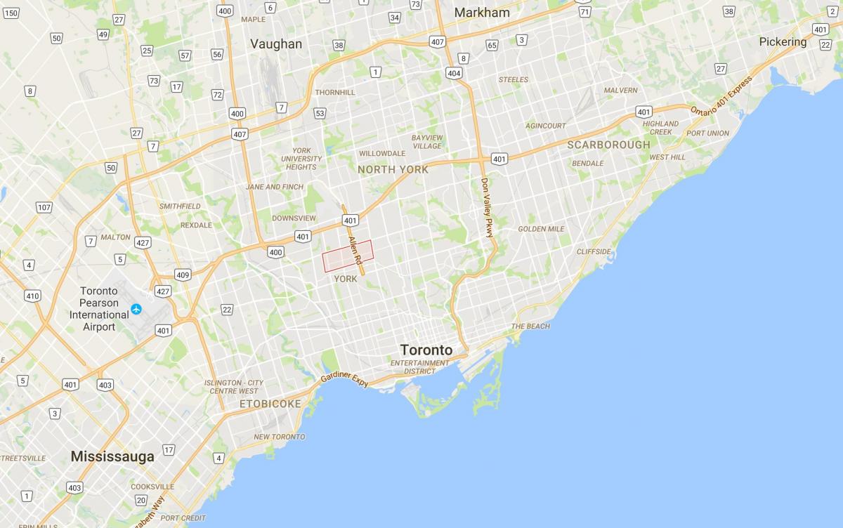 Mapa Glen Park okrugu Torontu