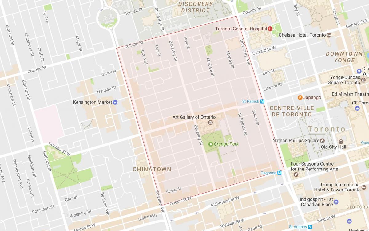 Mapa Grange Park susjedstvu Torontu