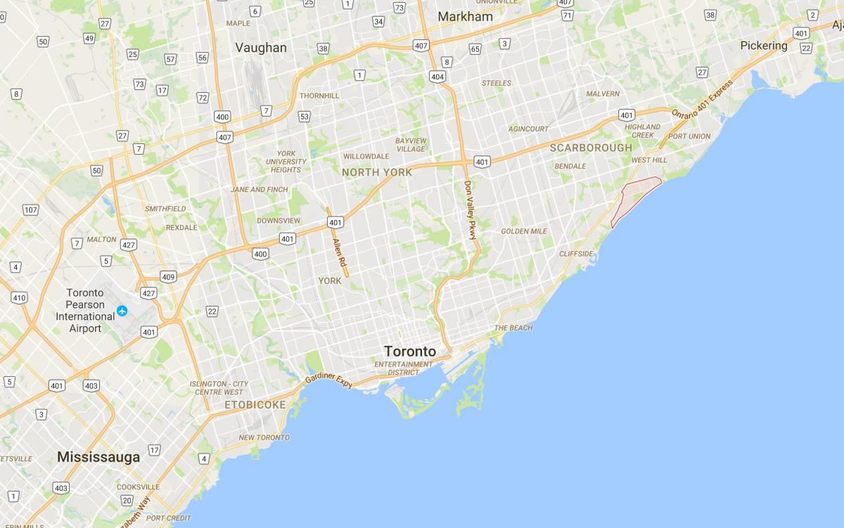 Mapa Guildwood distriktu Torontu