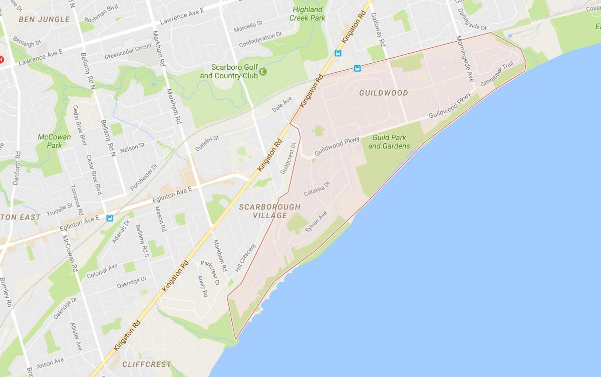 Mapa Guildwood susjedstvu Torontu