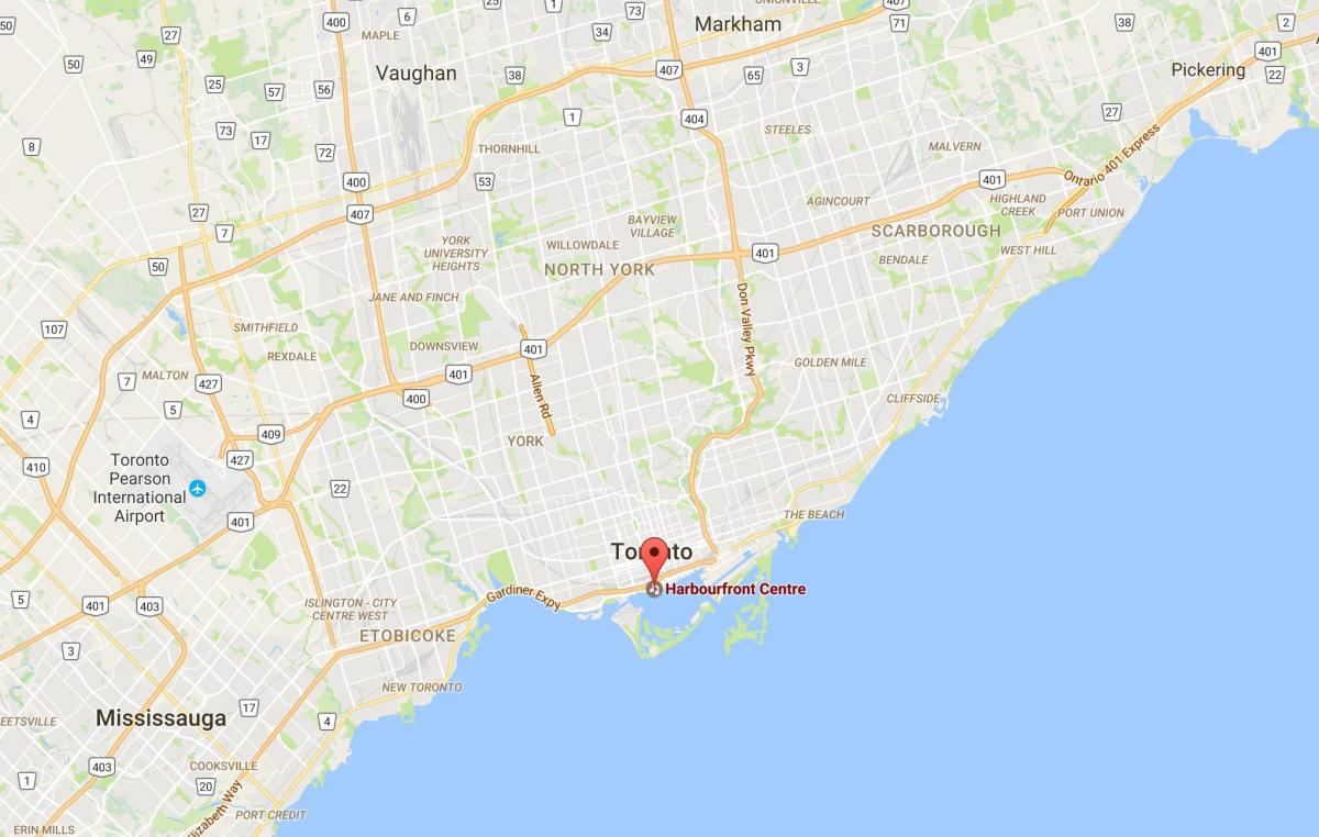 Mapa Harbourfront distriktu Torontu
