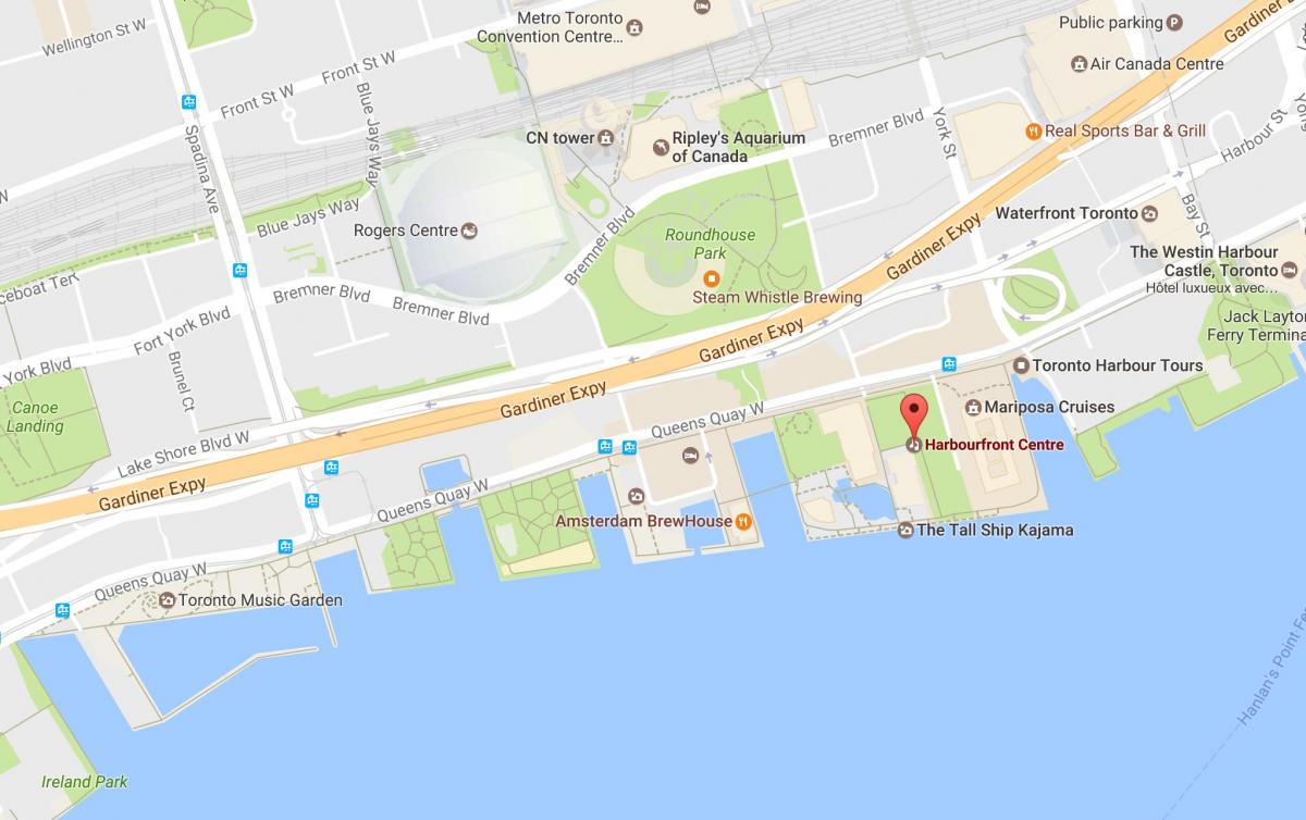 Mapa Harbourfront susjedstvu Torontu