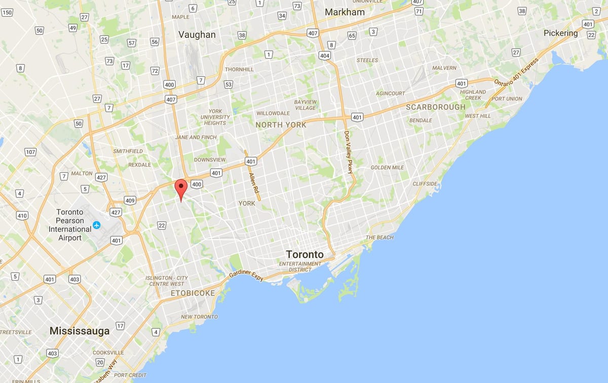 Mapa Humber Visine – Westmount distriktu Torontu