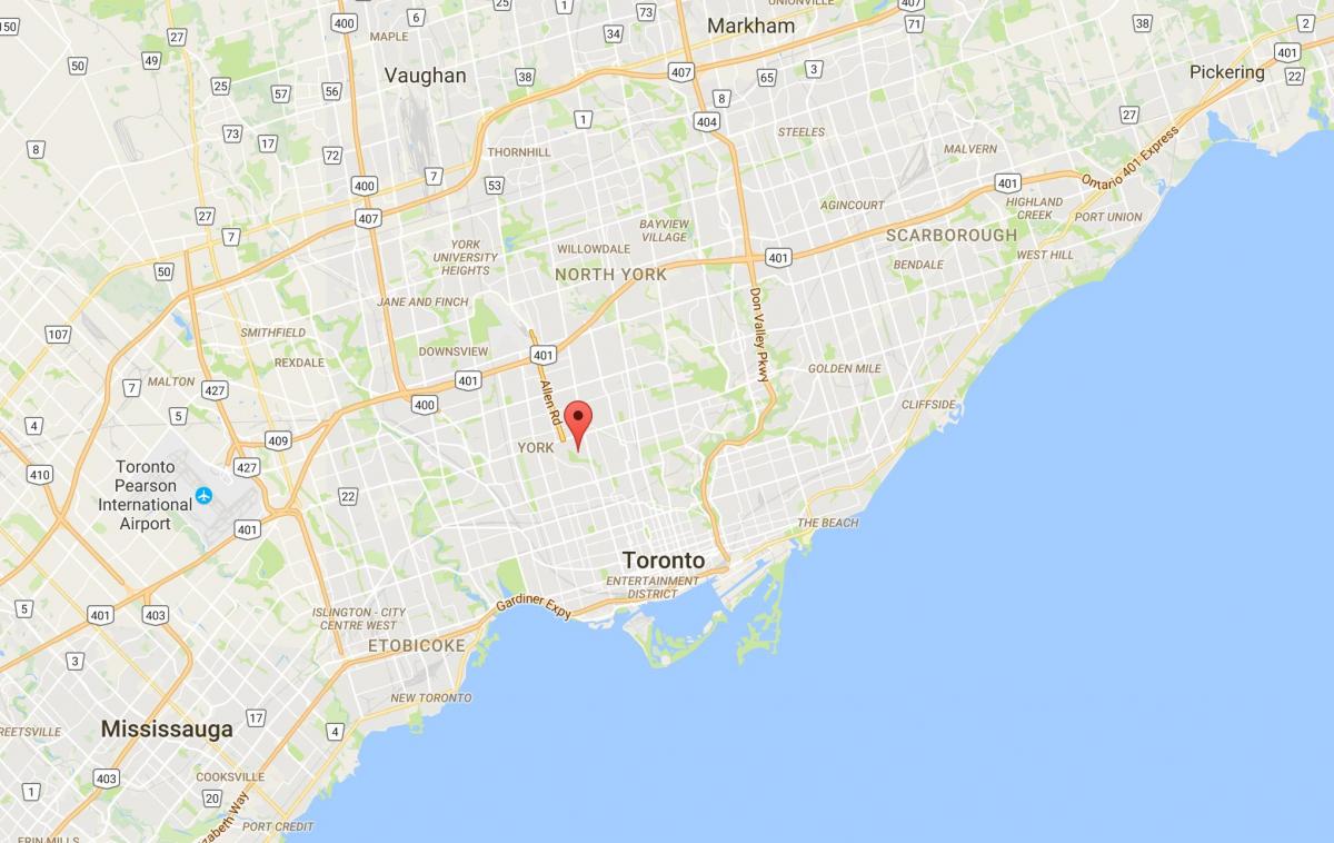 Mapa Humewood–Cedarvale distriktu Torontu