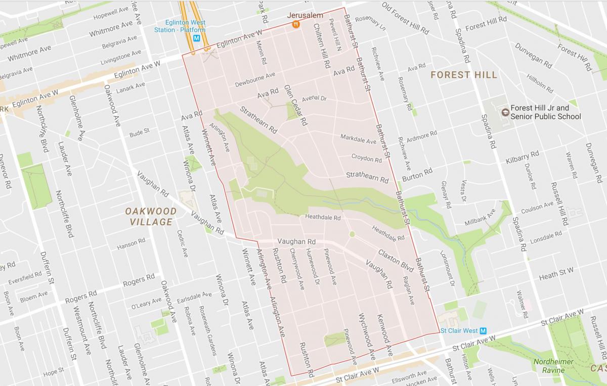 Mapa Humewood–Cedarvale susjedstvu Torontu