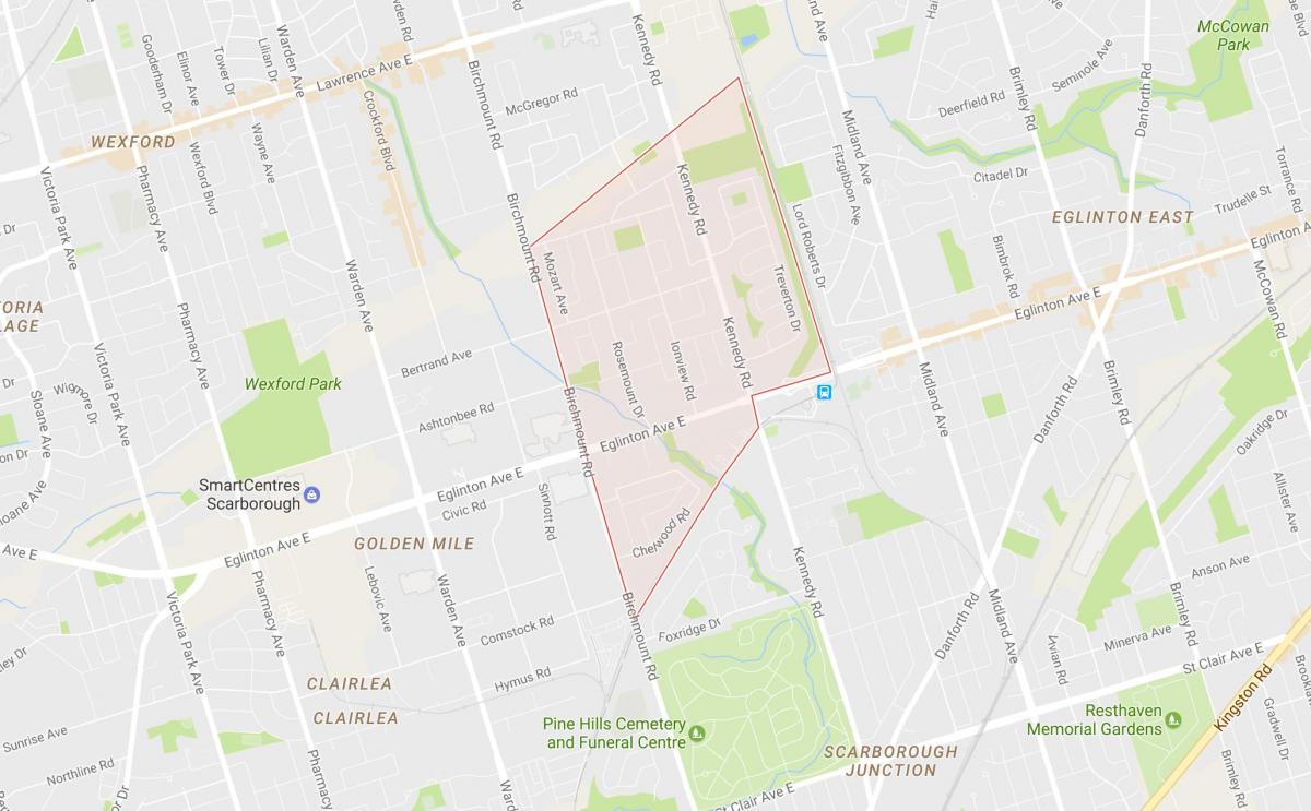 Mapa Ionview susjedstvu Torontu
