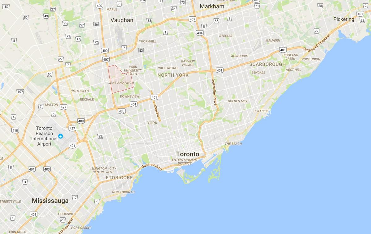 Mapa Jane i Finch distriktu Torontu