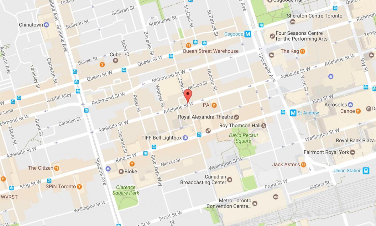 Mapa John ulici Torontu