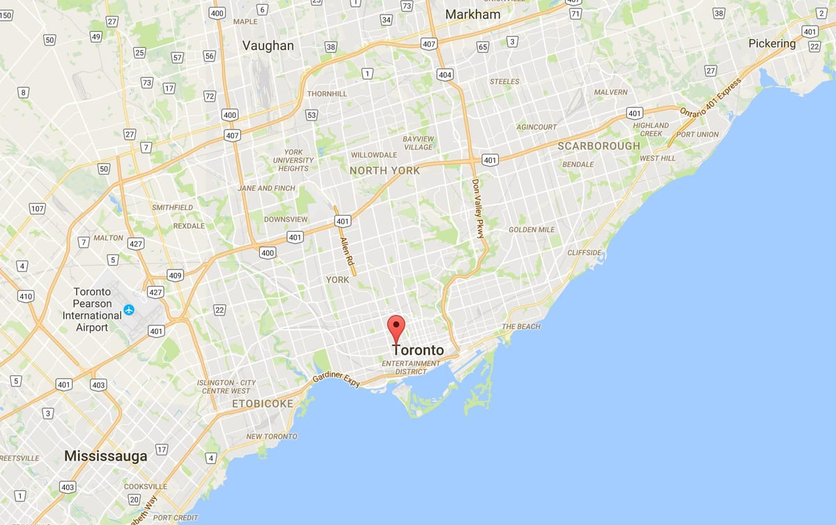 Mapa Kensington Tržištu distriktu Torontu